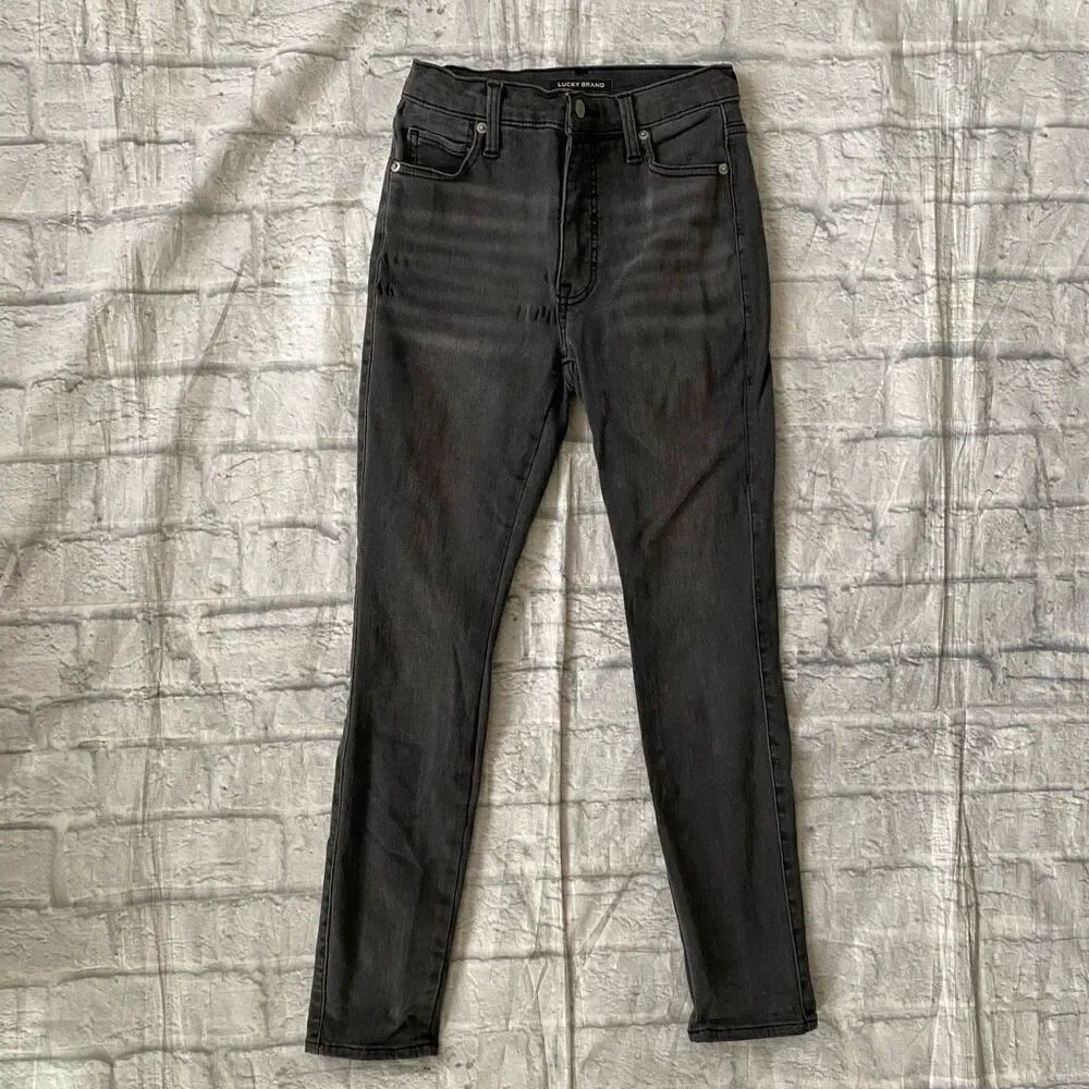 Lucky Brand women 2 cotton blend uni fit skinny ankle jeans black